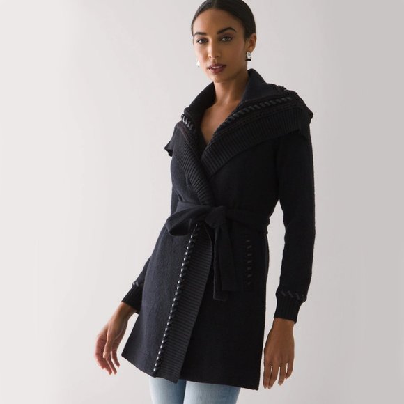White House Black Market Jackets & Blazers - WHBM AMAZING DETAILS! Long Sleeve Whipstitch Sweater Coat S M